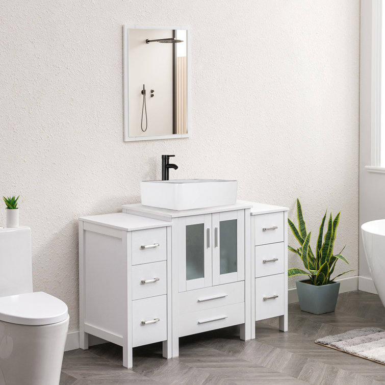 Ebern Designs 48" Single Bathroom Vanity Set With Ceramic Sink, Water